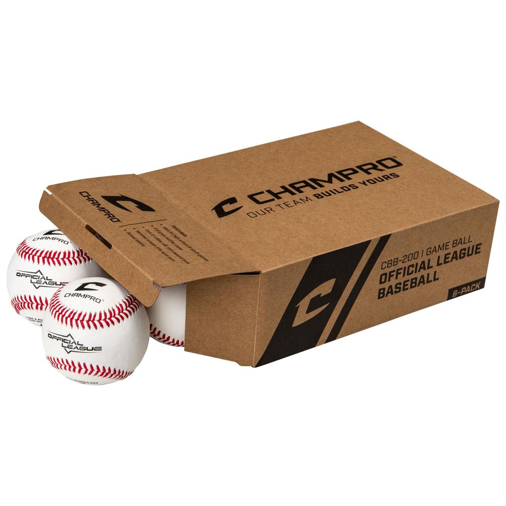 Champro Official League Baseballs, Full Grain Leather Cover, 6 Pack
