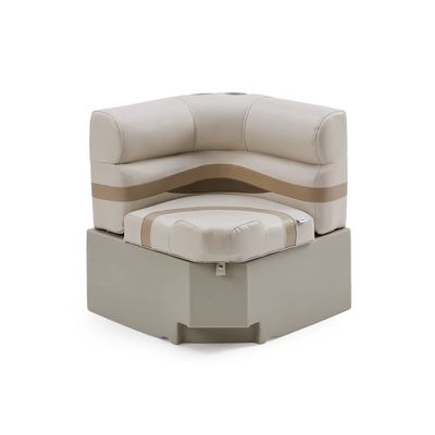DeckMate Complete 28" Corner Premium Pontoon Boat Seat Bench and Base - Ivory, Tan and Beige