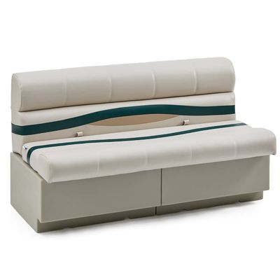 DeckMate Complete 55" Premium Pontoon Boat Seat Bench and Base - Ivory, Green and Tan