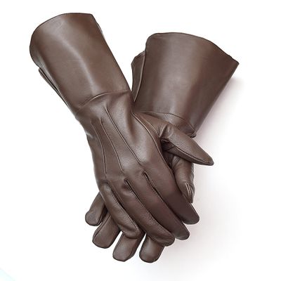 Brown Medieval Gauntlet Leather Cosplay Gloves Long Arm Cuff (X-Large), Black