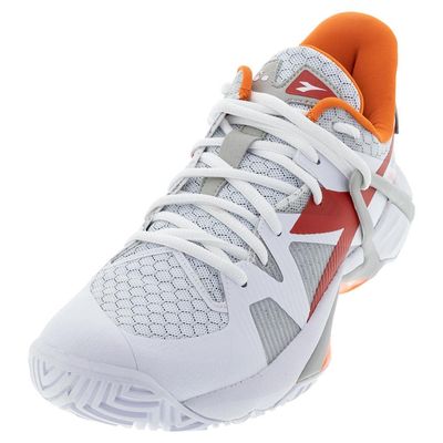 Diadora Women's B.ICON All Ground Tennis Shoe (White/Fiery Red, 6)
