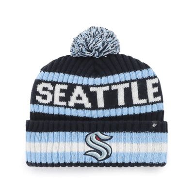 '47 NHL Bering Cuffed Knit Pom Hat (Seattle Kraken - Navy/Ice Blue)