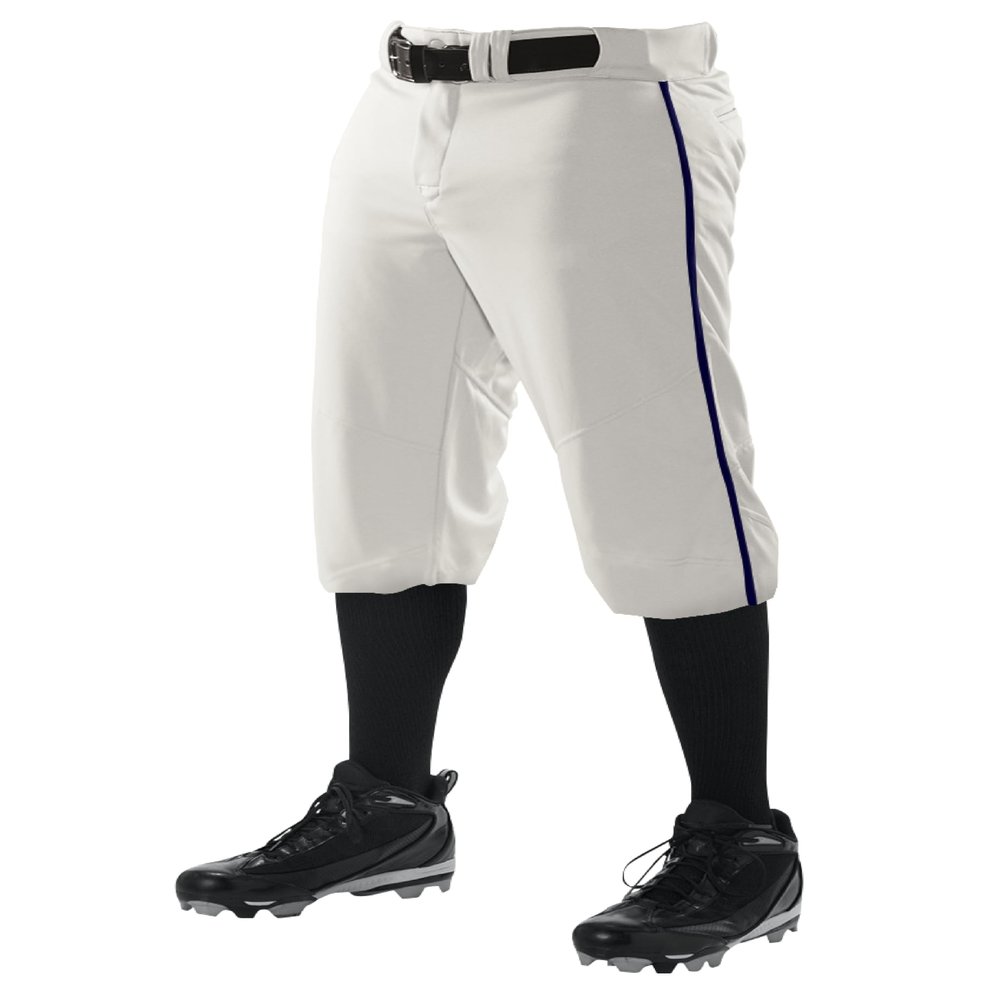 Alleson Athletic Boys' Crush Knicker Braided Baseball Pant, White/Navy, S