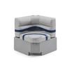 DeckMate Complete 28" Corner Premium Pontoon Boat Seat Bench and Base - Gray, Blue and Charcoal view 1