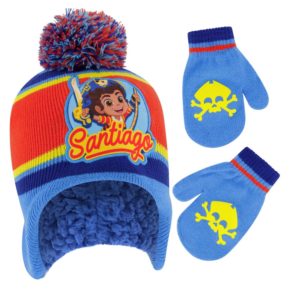 Nickelodeon boys Nickelodeon Toddler Winter and Mitten, Santiago Kids With Sherpa Lining Set Beanie Hat, Multi Color, Age 2-4 US