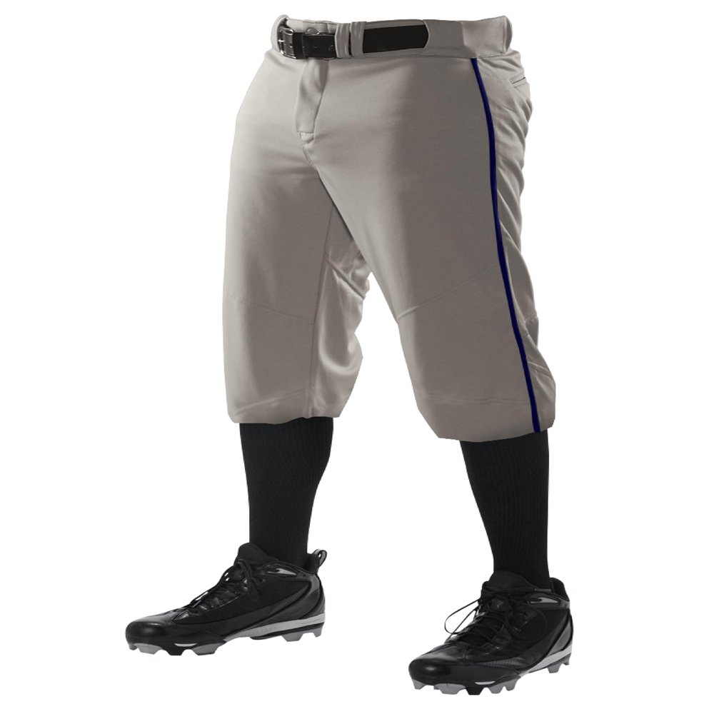 Alleson Athletic Boys' Crush Knicker Braided Baseball Pant, Grey/Navy, S