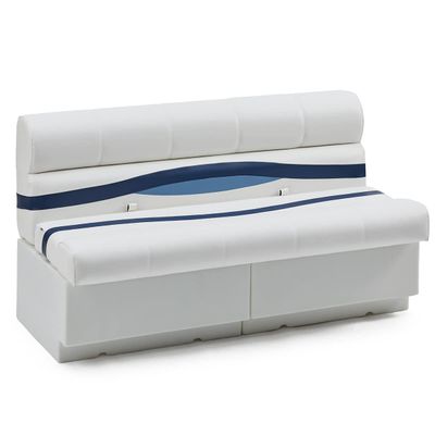 DeckMate Complete 55" Premium Pontoon Boat Seat Bench and Base- White, Blue and Light Blue