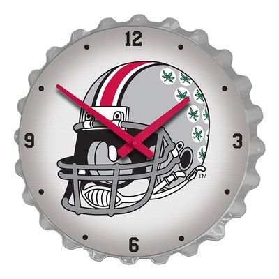 The Fan-Brand NCAA Ohio State Buckeyes: Helmet - Bottle Cap Wall Clock - Sports Team Bar Sign Dcor - Home, Dorm, Garage, Office, Fan Cave