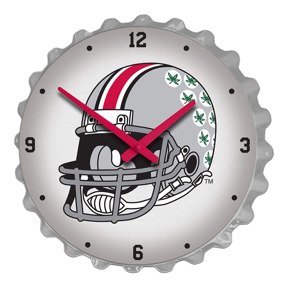The Fan-Brand NCAA Ohio State Buckeyes: Helmet - Bottle Cap Wall Clock - Sports Team Bar Sign Dcor - Home, Dorm, Garage, Office, Fan Cave