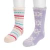 MUK LUKS Unisex Kid's 2 Pair Pack Heat Retainer, Purple Snowflake, L (1-3) view 2