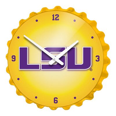 The Fan-Brand NCAA LSU Tigers: LSU - Bottle Cap Wall Clock - Sports Team Bar Sign Dcor - Home, Dorm, Garage, Office, Fan Cave