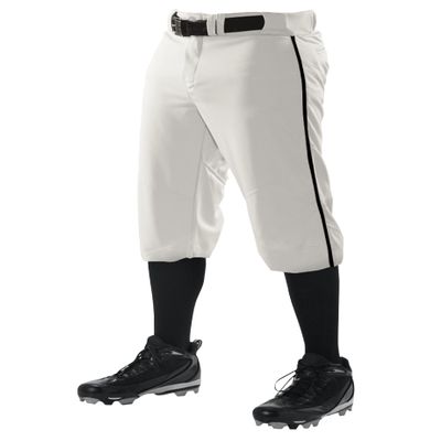 Alleson Athletic Boys' Crush Knicker Braided Baseball Pant, White/Black, L