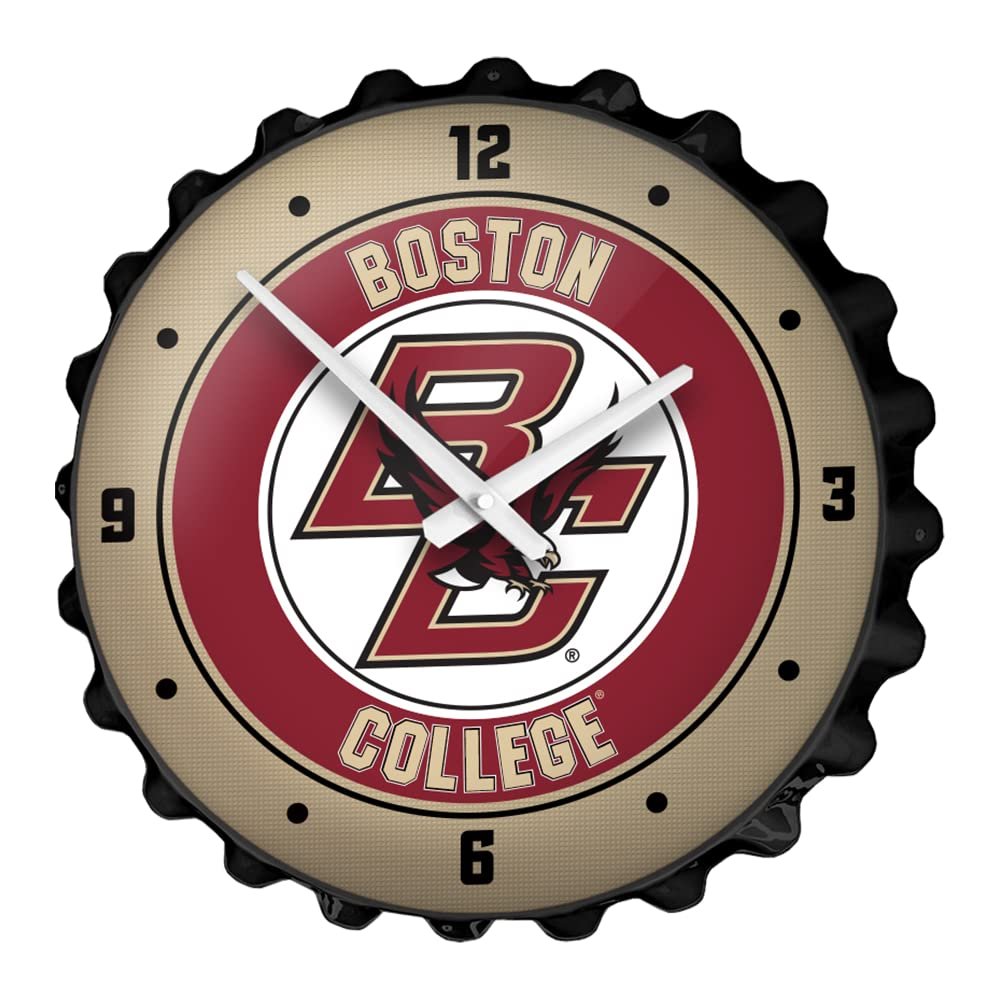The Fan-Brand NCAA Boston College Eagles - Bottle Cap Wall Clock - Sports Team Bar Sign Dcor - Home, Dorm, Garage, Office, Fan Cave