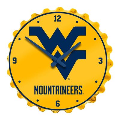The Fan-Brand NCAA West Virginia Mountaineers - Bottle Cap Wall Clock - Sports Team Bar Sign Dcor - Home, Dorm, Garage, Office, Fan Cave