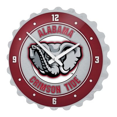 The Fan-Brand NCAA Alabama Crimson Tide: Al Logo - Bottle Cap Wall Clock - Sports Team Bar Sign Dcor - Home, Dorm, Garage, Office, Fan Cave