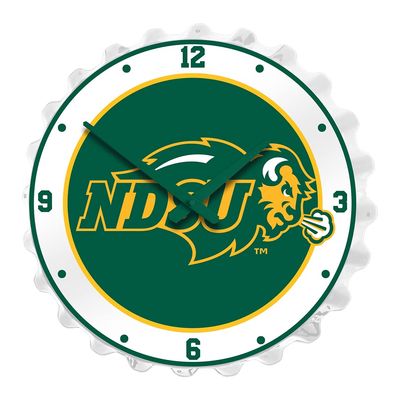 The Fan-Brand NCAA North Dakota State Bison - Bottle Cap Wall Clock - Sports Team Bar Sign Dcor - Home, Dorm, Garage, Office, Fan Cave