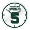 The Fan-Brand NCAA Michigan State Spartans: Block S - Bottle Cap Wall Clock - Sports Team Bar Sign Dcor - Home, Dorm, Garage, Office, Fan Cave view 1