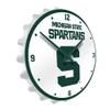 The Fan-Brand NCAA Michigan State Spartans: Block S - Bottle Cap Wall Clock - Sports Team Bar Sign Dcor - Home, Dorm, Garage, Office, Fan Cave view 2