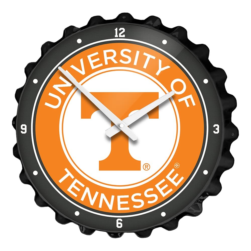 The Fan-Brand NCAA Tennessee Volunteers - Bottle Cap Wall Clock - Sports Team Bar Sign Dcor - Home, Dorm, Garage, Office, Fan Cave