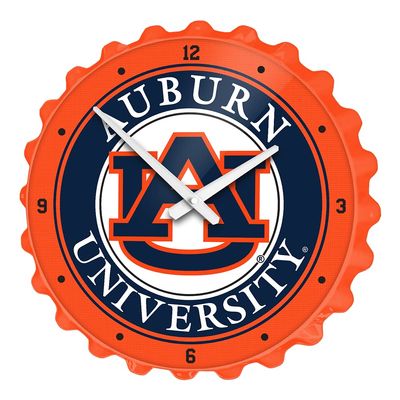 The Fan-Brand NCAA Auburn Tigers - Bottle Cap Wall Clock - Sports Team Bar Sign Dcor - Home, Dorm, Garage, Office, Fan Cave