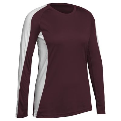 Triumphant Long Sleeve Volleyball Jersey, Girls' Small, Maroon