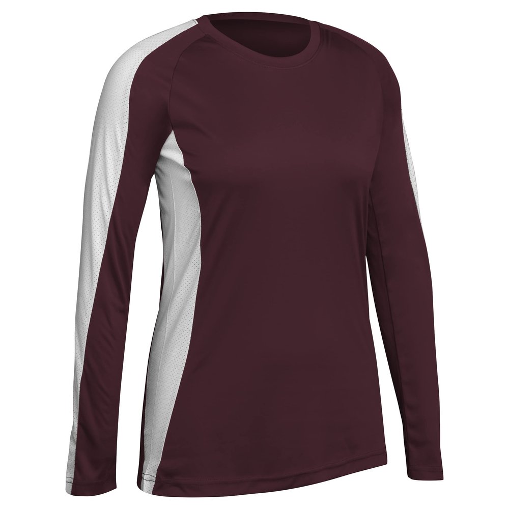 Triumphant Long Sleeve Volleyball Jersey, Girls' Small, Maroon