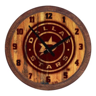 The Fan-Brand NHL Dallas Stars: Branded Faux Barrel Top Wall Clock - Sports Team Bar Sign Dcor - Home Man Cave, Party Decoration - Made On Demand