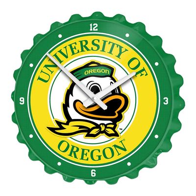 The Fan-Brand NCAA Oregon Ducks - Bottle Cap Wall Clock - Sports Team Bar Sign Dcor - Home, Dorm, Garage, Office, Fan Cave