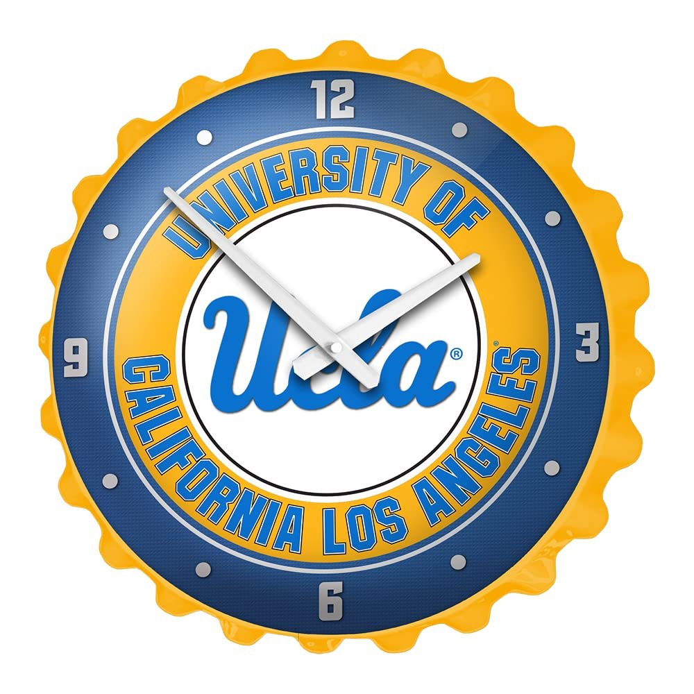 The Fan-Brand NCAA UCLA Bruins - Bottle Cap Wall Clock - Sports Team Bar Sign Dcor - Home, Dorm, Garage, Office, Fan Cave