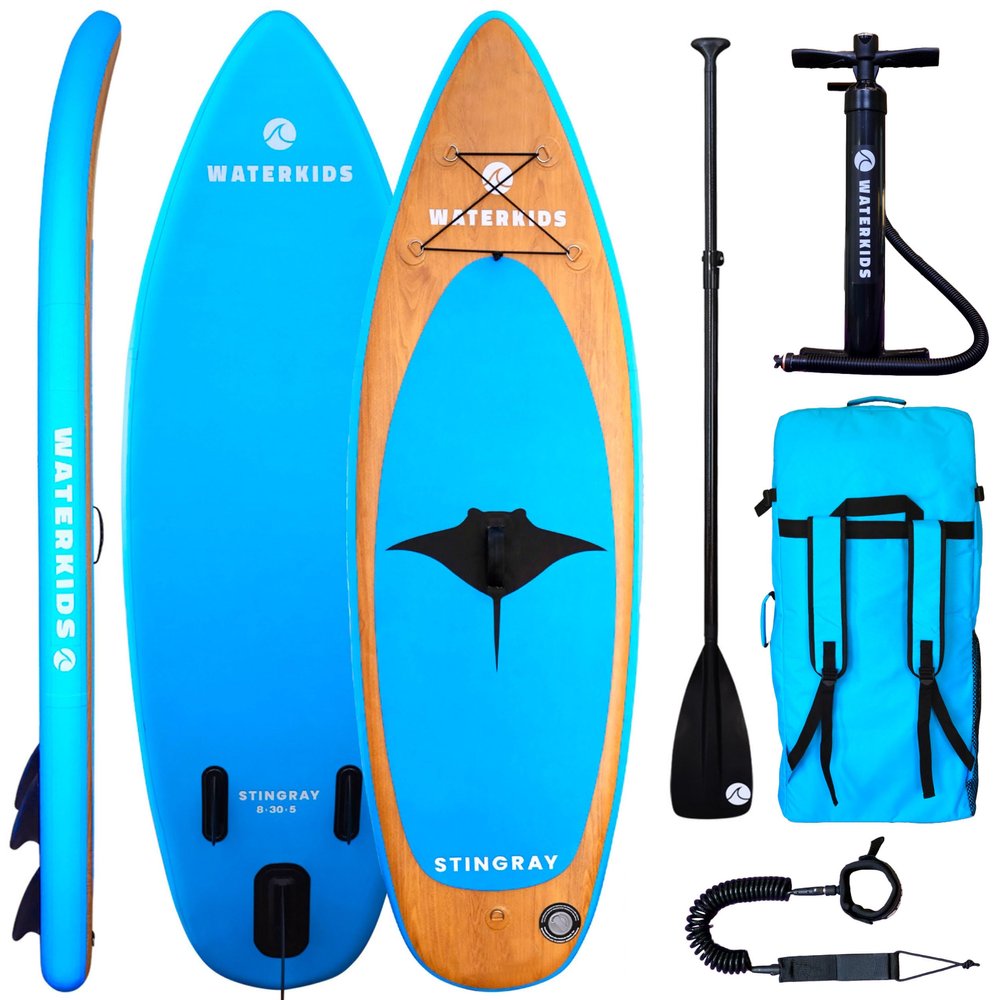 Kids Paddle Board Waterkids 8ft 'Stingray' Inflatable Paddleboard & Accessory Package for Children Inflatable Kids Stand Up Paddle Board