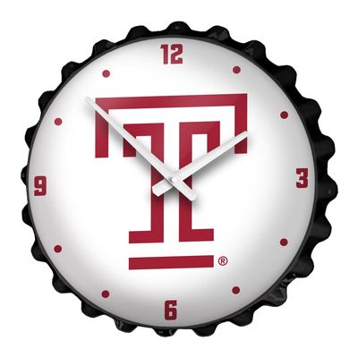 The Fan-Brand NCAA Temple Owls: Logo - Bottle Cap Wall Clock - Sports Team Bar Sign Dcor - Home, Dorm, Garage, Office, Fan Cave