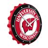 The Fan-Brand NCAA Wisconsin Badgers - Bottle Cap Wall Clock - Sports Team Bar Sign Dcor - Home, Dorm, Garage, Office, Fan Cave view 2