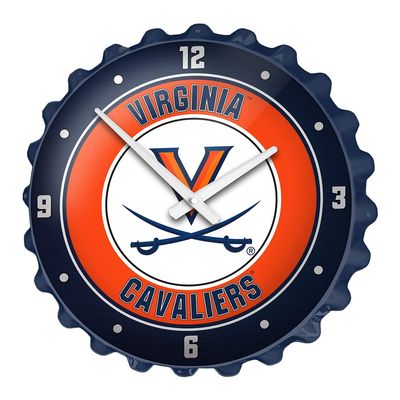 The Fan-Brand NCAA Virginia Cavaliers - Bottle Cap Wall Clock - Sports Team Bar Sign Dcor - Home, Dorm, Garage, Office, Fan Cave