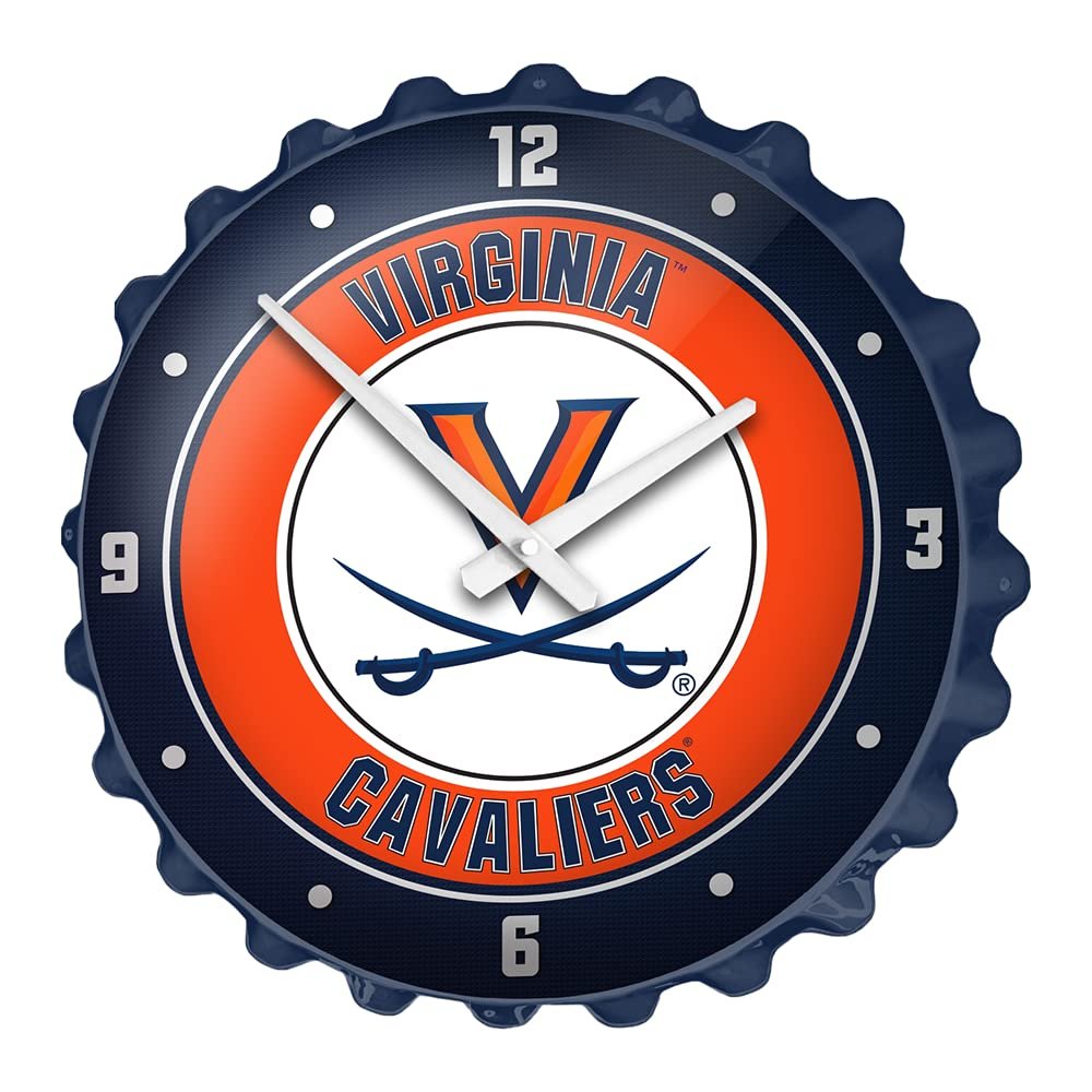 The Fan-Brand NCAA Virginia Cavaliers - Bottle Cap Wall Clock - Sports Team Bar Sign Dcor - Home, Dorm, Garage, Office, Fan Cave
