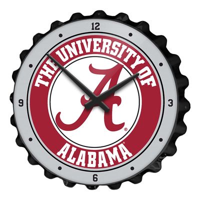 The Fan-Brand NCAA Alabama Crimson Tide - Bottle Cap Wall Clock - Sports Team Bar Sign Dcor - Home, Dorm, Garage, Office, Fan Cave