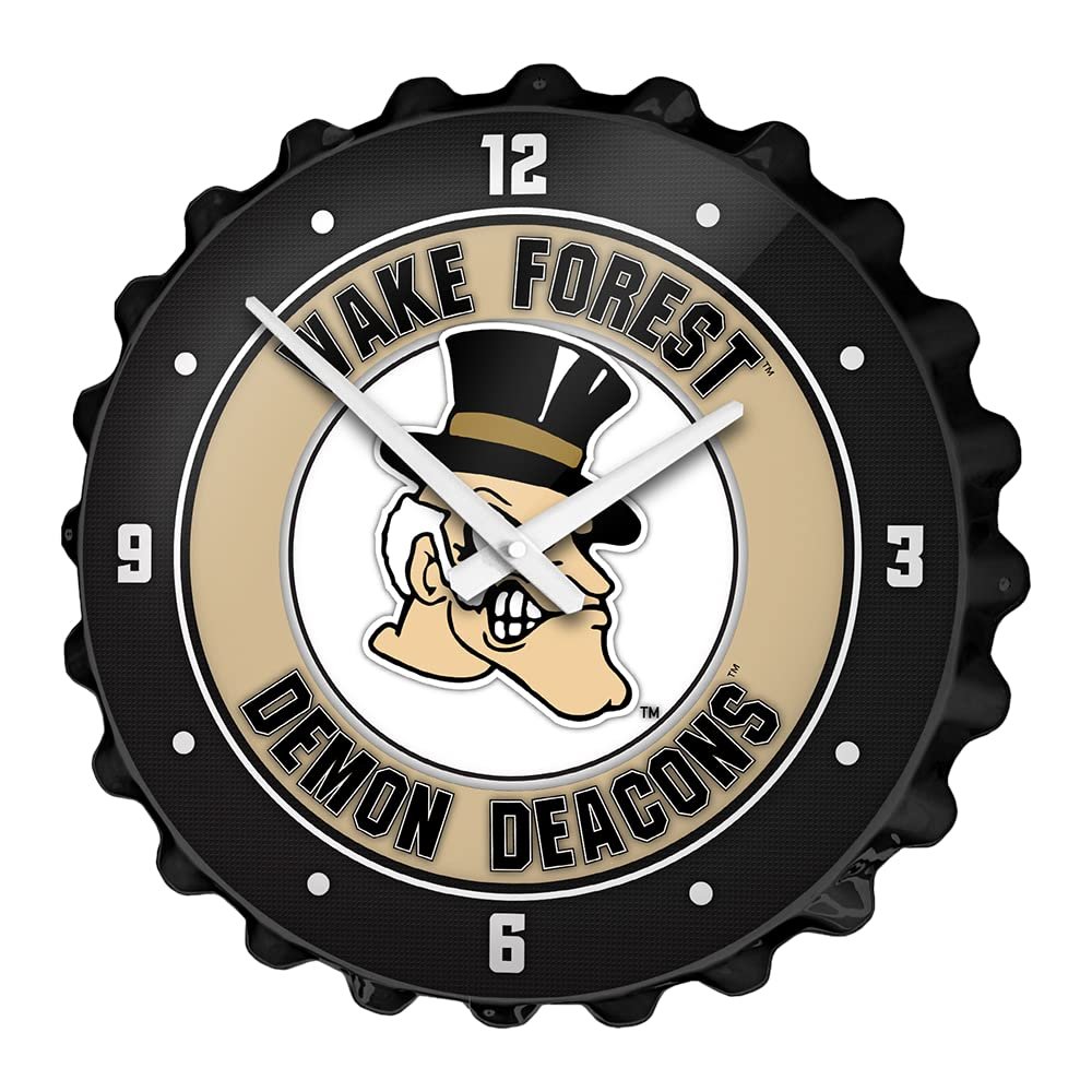 The Fan-Brand NCAA Wake Forest Demon Deacons: Mascot - Bottle Cap Wall Clock - Sports Team Bar Sign Dcor - Home, Dorm, Garage, Office, Fan Cave