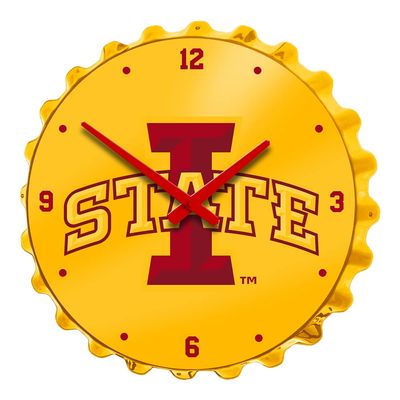 The Fan-Brand NCAA Iowa State Cyclones - Bottle Cap Wall Clock - Sports Team Bar Sign Dcor - Home, Dorm, Garage, Office, Fan Cave