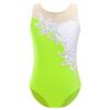 FEESHOW Gymnastics Leotards for Girls Sparkle Metallic Athletic Clothes Activewear One-Piece Skating Jumpsuit Fluorescent Green 12 Years view 1