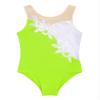 FEESHOW Gymnastics Leotards for Girls Sparkle Metallic Athletic Clothes Activewear One-Piece Skating Jumpsuit Fluorescent Green 12 Years view 3