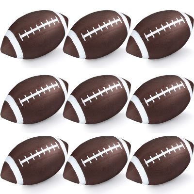 Jerify 9 Pack 9 Inch Rubber Footballs Playground Inflatable Football Bulk for Kids Comfortable Grip Ball for Junior Youth Outdoor(Brown)