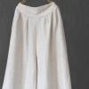 DGHM-JLMY Women's Solid Elastic Waist Oversized Straight Pants Loose Cropped Wide Leg Pants Cropped Rayon Summer Beach Pants (White,Medium,5,OZ) view 3