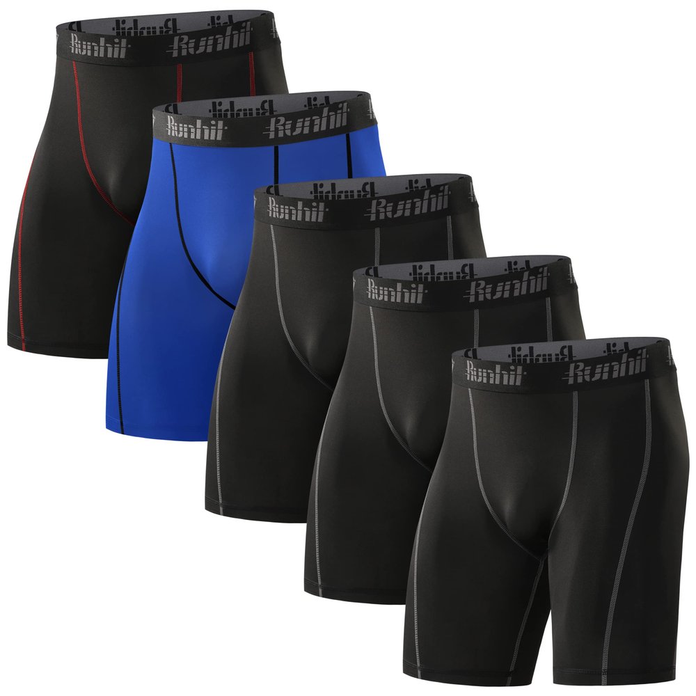 5 Pack Compression Shorts Men Performance Spandex Sport Athletic Shorts Workout Running Underwear Base Layer X-Large