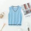 Freebily Kids Boys Girls School Uniform Cotton Knit Sweater Vest V-Neck Solid Color Pullover Vest Autumn Casual Waistcoat Light Blue 3-4 Years view 2