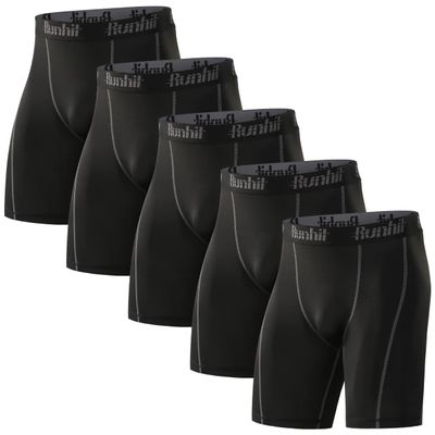 5 Pack Compression Shorts Men Performance Spandex Sport Athletic Shorts Workout Running Underwear Base Layer XX-Large
