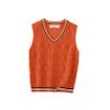 Freebily Kids Boys Girls School Uniform Cotton Knit Sweater Vest V-Neck Solid Color Pullover Vest Autumn Casual Waistcoat Orange 5-6 Years view 1