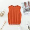 Freebily Kids Boys Girls School Uniform Cotton Knit Sweater Vest V-Neck Solid Color Pullover Vest Autumn Casual Waistcoat Orange 5-6 Years view 2