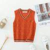 Freebily Kids Boys Girls School Uniform Cotton Knit Sweater Vest V-Neck Solid Color Pullover Vest Autumn Casual Waistcoat Orange 5-6 Years view 3