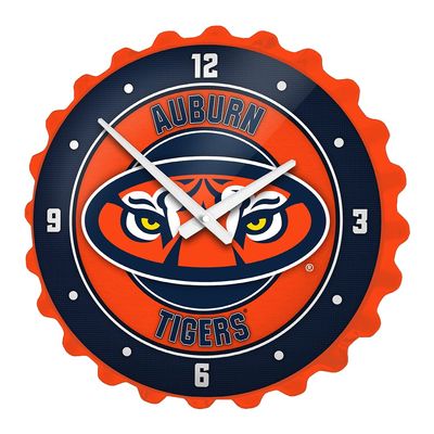 The Fan-Brand NCAA Auburn Tigers: Tiger Eyes -Bottle Cap Wall Clock - Bottle Cap Wall Clock - Sports Team Bar Sign Dcor - Home, Dorm, Garage, Office, Fan Cave