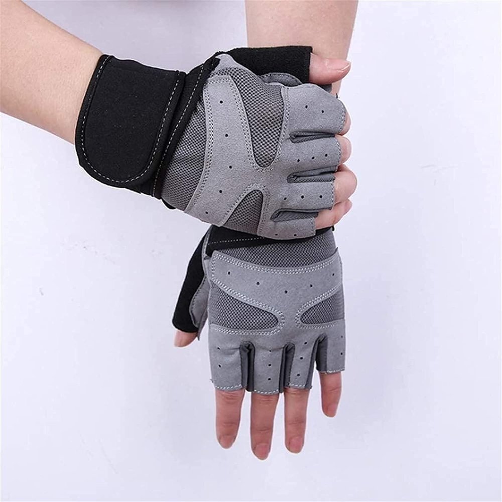 Cycling Gloves Padded Half Finger Bicycle Gloves Sport Gloves Ultralight Weightlifting Gloves for Men and Women, Thick Weightlifting Gloves with Wrist Rest, Non-Slip Training Gloves for Powerlifting,