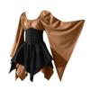 tuduoms Short Renaissance Dress Flare Sleeve Traditional Irish Dress Medieval Costumes Halloween Cosplay Pirate Corset Dress Black view 1